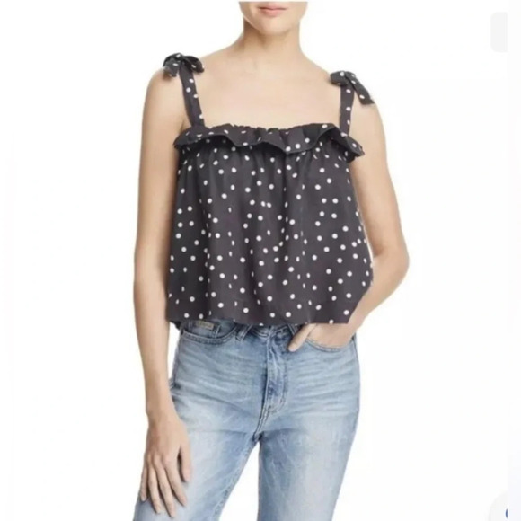 DL1961 Polka Dot Tie Halter Cropped Top Size M Like new - Picture 1 of 8